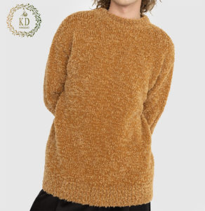 KD Fabricant de tricots personnalisé OEM ODM Designer Pull à manches longues et col rond Pull à boucle en fil tricoté en laine mélangée pour hommes - Product Image 2