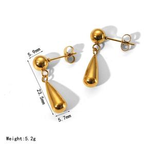 ต่างหูทรงหยดน้ำสแตนเลสสตีลชุบทอง 18k สไตล์ทันสมัย รับสลักชื่อตามสั่ง ขายส่ง สำหรับผู้หญิง/สุภาพสตรี - Product Image 2