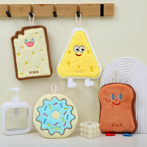 Mignonne serviette de cuisine en polaire corail, motif dessin animé, série Fromage, broderie enfant, serviette à suspendre - Product Image 4