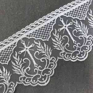 ZSY Encaje de poliéster de 10 cm, blanco, con diseño de Jesús, Hagiator, Soter, cruz, malla, tul, bordado, para accesorios de ropa, zapatos y bolsos - Product Image 1