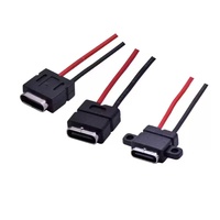 Konektor USB Tipe-C 2P Tahan Air Zhuo Kai Century ZK2060817, Kabel Tipe Solder, Desain Cetakan-Injeksi 2-Titik Solder