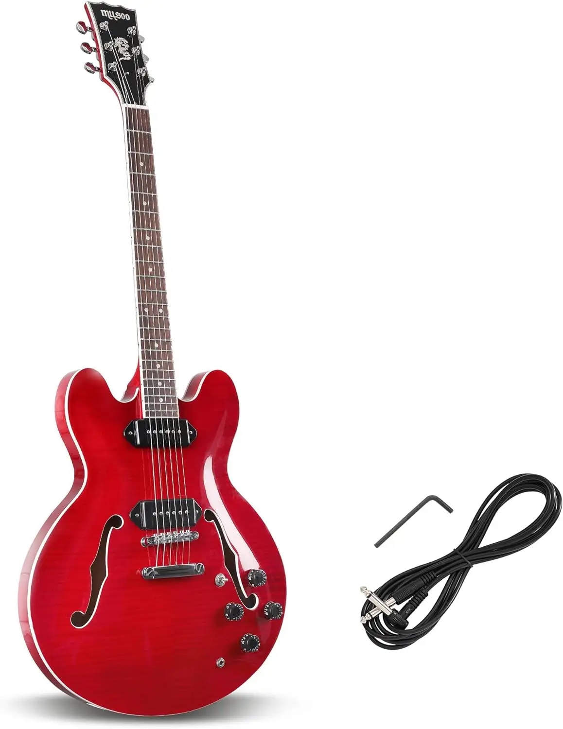 Musoo335スタイルP90ジャズエレクトリックギターフレームメープルトップセミホローボディクロームハードウェア