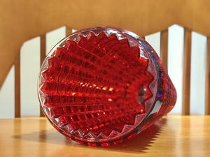 Jarrón de Cristal de Lujo con Diseño de Diamantes, Jarrón Redondo de Cristal Rojo, Decoración para el Hogar y Bodas, Florero - Product Image 2