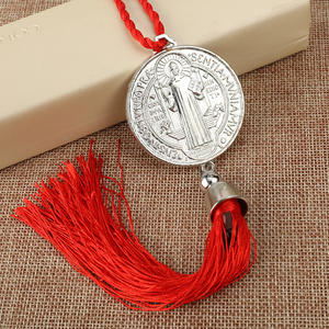 KOMI चांदी सेंट बेनेडिक्ट के साथ दौर सिक्का पदक लटकन किनारे कार पर्दे लटकन पुरुषों में महिलाओं के लिए 3 रंग - Product Image 2