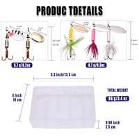 Ensemble de leurres spinner mixtes avec lame rotative en métal, spinnerbait et hameçons triples à plumes, kit de pêche avec boîte en plastique