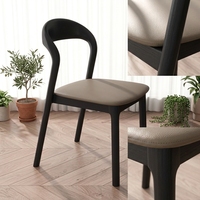 Chaise de salle à manger en bois massif, style nordique minimaliste, moderne, simple, luxe léger, avec dossier, en cuir écologique, pour bureau, restaurant, maison