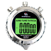 Yisheng Stopwatch Logam Tahan Air Timer Lari Lapangan Latihan Kebugaran Bercahaya Hitung Mundur Model Senyap Tanpa Daya YS-528L
