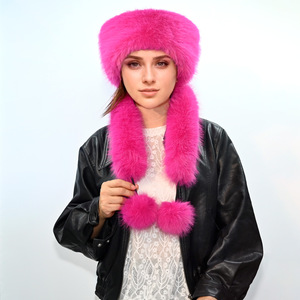 <span class=keywords><strong>Sombrero</strong></span> de invierno de piel sintética de zorro con ala grande para mujer, estilo Lei Feng, de moda, al por mayor - Product Image 6
