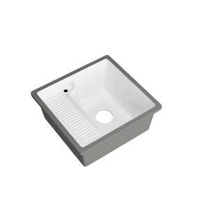 Plan de lavage en céramique encastré moderne et minimaliste pour salle de bain avec vasque intégrée et lavabo - Product Image 5