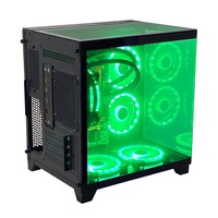 Boîtier d'ordinateur Pcooling, nouveau design, pour jeux M-ATX / Mini-ITX, tour moyenne, verre trempé, noir, boîtier PC pour jeux