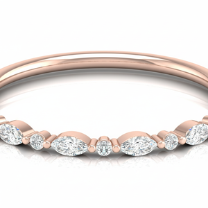 Anillo de Oro Rosa de 14K Personalizado VB ARTS con Diamantes Marquise Facetados de 7.6 mm Cultivados en Laboratorio, Regalo de Boda para Hombres y Mujeres, Disponible al por Mayor - Product Image 1