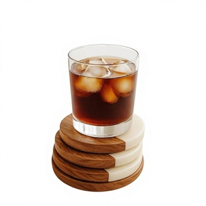Wood & <b>Marble</b> <b>Coaster</b> Round Custom Country Style Eco-Friendly Reusable Gift Sets for Home Hotel Restaurant Wedding Party - Product Image 1