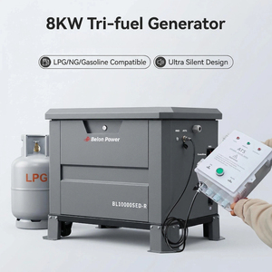 Générateur tri-énergie silencieux portable 8 kW (essence, <span class=keywords><strong>gaz</strong></span> naturel, GPL, GNC) avec démarrage électrique pour usage domestique 230 V 400 V - Product Image 1