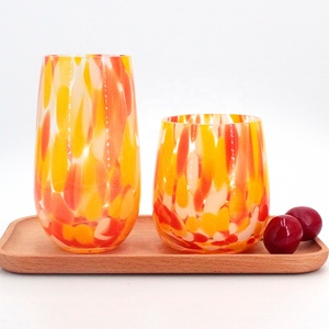 Copas de Vino de Vidrio Soplado a Máquina, Elegantes y Coloridas, Diseño Moderno Naranja, para Vino Tinto, Blanco, Champán y Cócteles, Marca LANGXU - Product Image 3