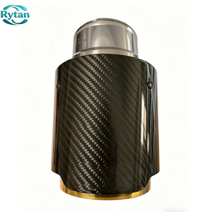 Puntas de <span class=keywords><strong>escape</strong></span> de fibra de carbono Rytan Factory, universales <span class=keywords><strong>para</strong></span> coche, de acero inoxidable y carbono brillante, <span class=keywords><strong>para</strong></span> <span class=keywords><strong>Akrapovic</strong></span> con interior dorado. - Product Image 1