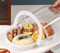 Boîte de service jetable écologique en plastique PET portable avec couvercle transparent pour sushi, pique-nique, fête, traiteur, nourriture, gâteau