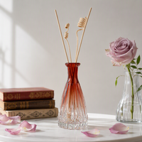 Bouteille diffuseur à roseaux en verre transparent gaufré de 150 ml, récipient vide pour aromathérapie, logo personnalisé pour la décoration de parfums d'intérieur