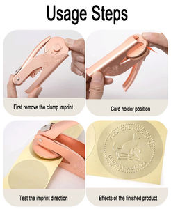 Machine à embosser en acier pour bureau, pour la personnalisation de logos en relief et en creux, avec pinces manuelles en acier inoxydable - Product Image 3