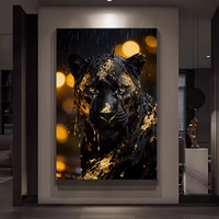 Tableaux et Affiches sur Toile Panthère Noire et Or de Luxe, Décoration Murale pour Chambre, Art Mural Décoratif
