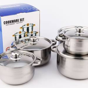 <span class=keywords><strong>L</strong></span> Food Grade Roestvrijstalen Kookgerei Set Milieuvriendelijk Keukengerei Braadpan Zilverkleurige Kookpotten - Product Image 3