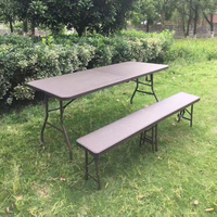 Table et banc pliants modernes de 6 pieds, design en rotin plastique, pour salle à manger, maison, hôtel, appartement, atelier