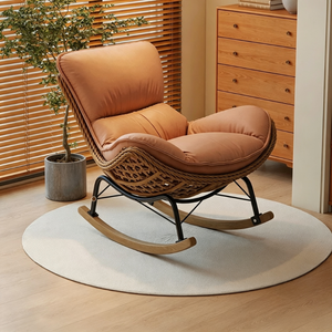 Fauteuil à bascule en cuir <span class=keywords><strong>Letao</strong></span> Tao avec motif pied-de-poule, design moderne, meubles confortables pour le salon - Product Image 3