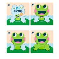 Mainan Jigsaw Puzzle 3D anak-anak, teka-teki kayu hewan kartun kayu untuk anak-anak