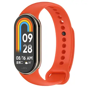 Silicone Watch Strap For Xiaomi Mi Band 8 With Metal Connector Strap Sport Watchband Accessories For Xiaomi Smart Band 8