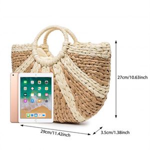<span class=keywords><strong>Sac</strong></span> en cuir tressé Maroc naturel perle rotin fourre-tout en plastique paille sacs ronds poignées transporteur rayé tissage motif <span class=keywords><strong>Mexique</strong></span> panier - Product Image 5