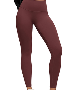 High Waisted Solid Yoga <b>Leggings</b> Seamless Breathable Elasticity Nylon Spandex <b>Workout</b> Pants Quick Dry Full Length <b>Pockets</b> - Product Image 1