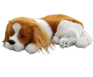 24厘米大睡眠狗逼真填充小狗玩具电池操作睡眠狗呼吸小狗像真正的狗