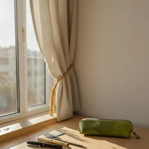 Estuche Organizador de Cuero con Cremallera Hecho a Mano, Bolsa Multiusos para Brochas de Maquillaje con Portaplumas de Cuero Genuino - Product Image 2