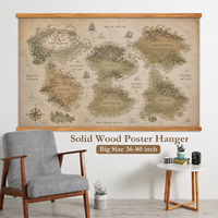 Marco para Colgar Mapas Vintage, Pósteres de Gran Tamaño, Colgador de Madera Maciza con Decoración de Pared Magnética Personalizada Hecha a Mano, OEM ODM