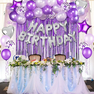 <strong>Party</strong> Dots 37pcs Birthday <strong>Decoration</strong> Balloons Blue <strong>Purple</strong> Black Metallic Backdrop Foil Fringe Curtain Confetti Decor - Product Image 5