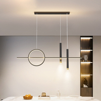 Lustre Nordique Postmoderne Noir à Source LED, Hauteur Réglable, Commande Intelligente pour Restaurants, Salles à Manger, Îlots de Cuisine