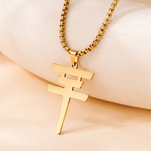Collar al por mayor <span class=keywords><strong>Tokio</strong></span> <span class=keywords><strong>Hotel</strong></span> de acero inoxidable chapado en oro de 18 quilates con colgante de símbolo de logotipo y palabra china, que no se desvanece - Product Image 2