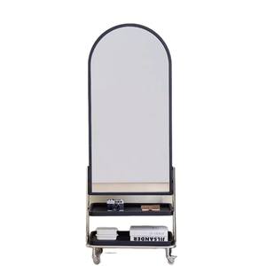 Estantería de madera con espejo, estante de almacenamiento multifuncional para sala de estar, dormitorio, diseño moderno de mediados de siglo, independiente - Product Image 4