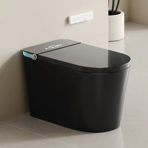 WC intelligent en céramique noir brillant, cuvette de toilette automatique, toilette électrique intelligente pour salle de bain - Product Image 1