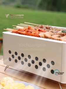 <b>Outdoor</b> Charcoal Stove With Teapot Portable Camping <b>BBQ</b> Grill Stainless Steel Folding <b>Table</b> Use - Product Image 6