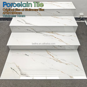 Azulejo de Porcelana Blanco para Escaleras, Antideslizante, con Borde Biselado, Tamaños Personalizables, Aspecto de Mármol de Lujo - Product Image 3