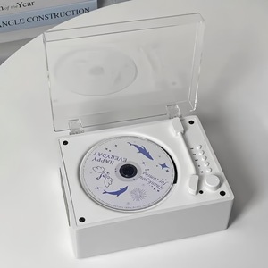 Minimal Retro CD Player Transparent Dustproof Cover BT Built In <b>Speaker</b> Support CD MP3 Disc Home Desktop Album Music Decor - Product Image 6