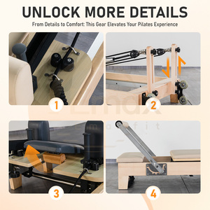 Reformer de <span class=keywords><strong>Pilates</strong></span> pliable en bois d'érable, durable, écologique et portable, avec résistance réglable, pour usage domestique, studio de <span class=keywords><strong>Pilates</strong></span> et salle de sport - Product Image 3