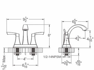 Aquacubic cupc kép xử lý Brushed Nickel 4 "<span class=keywords><strong>centerset</strong></span> rửa phòng tắm lưu vực Mixer tap vòi nước - Product Image 4