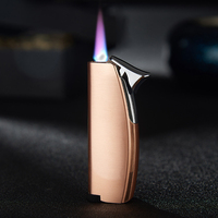 Vente en gros, lampe torche à Jet en métal, coupe-vent, briquet à gaz Portable électrique rechargeable au Butane, briquet à gaz pour la Promotion