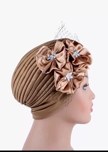 Femmes élégantes fleurs Turban <span class=keywords><strong>Bonnet</strong></span> musulman tête écharpe chapeaux fête chapeaux tête africaine cravate Nigeria femme haut chapeau mariage 50% - Product Image 6
