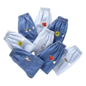 Quần Jeans Denim Chống Muỗi Cho Bé Trai Và Bé Gái, Quần Thêu Thoải Mái Nhẹ Kiểu Hàn Quốc Mùa Hè 2020