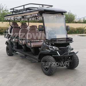 Carrito de golf eléctrico negro de 8 plazas con techo elevado, portaequipajes y cesta de almacenamiento frontal - Product Image 3