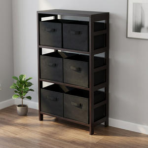 Capri mensola 3 sezioni M 6 cestini in tessuto nero pieghevoli inclusi - Product Image 2