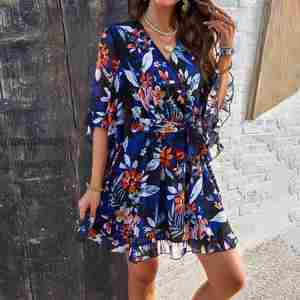 Robe en mousseline de soie à imprimé décontracté pour femmes, printemps-été - Product Image 6