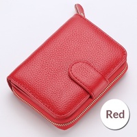 Dompet SIM Kulit Sapi Lapisan Atas Pria RFID Unisex Tempat Kartu Kulit Asli Anti-pencurian dengan Resleting Dompet Pendek